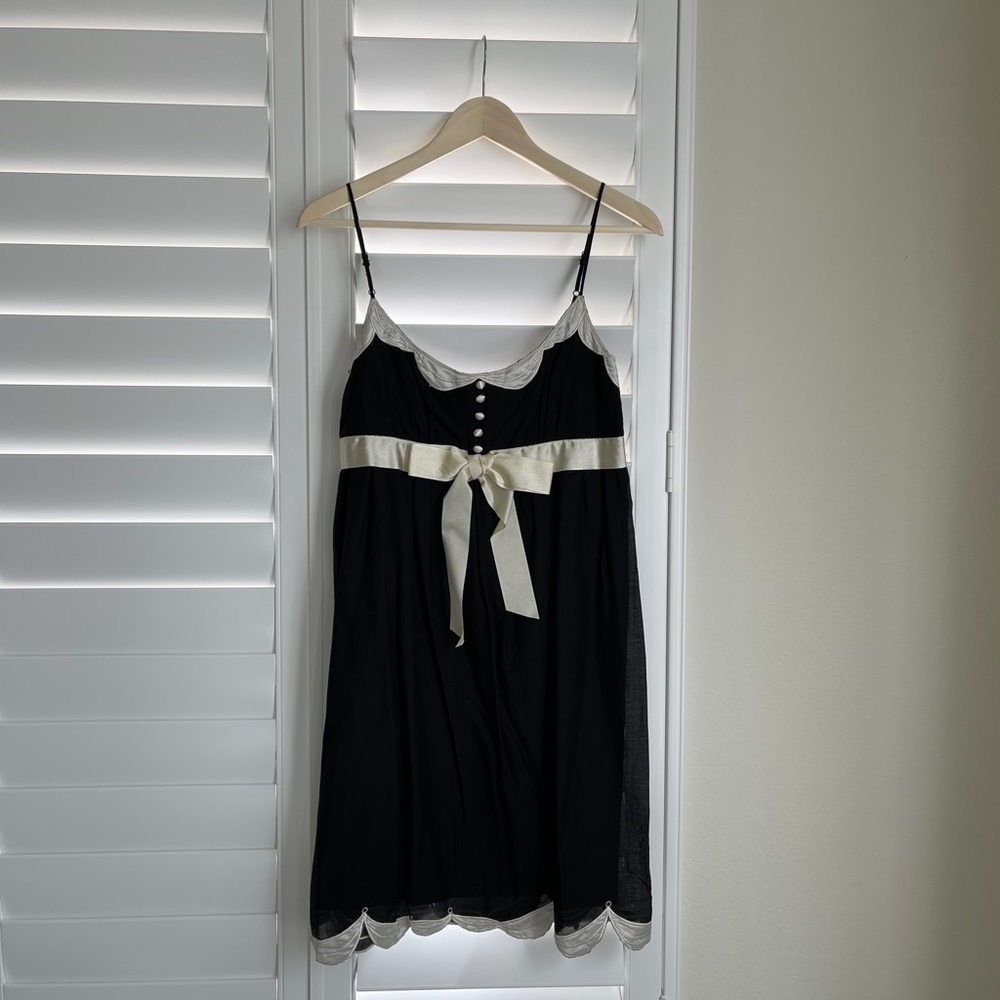 Black and Champagne Grosgrain Tunic or Dress Sz S